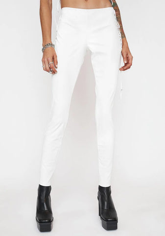 Filter Faux Leather Lace Up Trousers