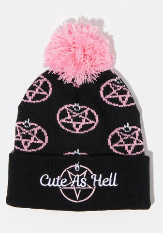 Cute As Hell Pom Beanie