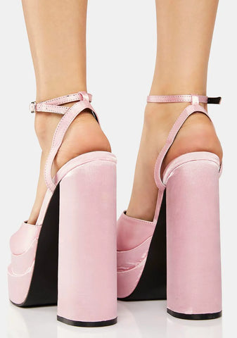 Pink Satin Moonchild Platform Heels