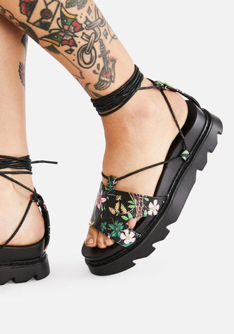 Wicked Throwing Nightshade Lace Up Sandals