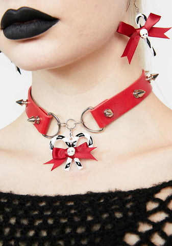 Unjolly Candy Cane Spike Choker