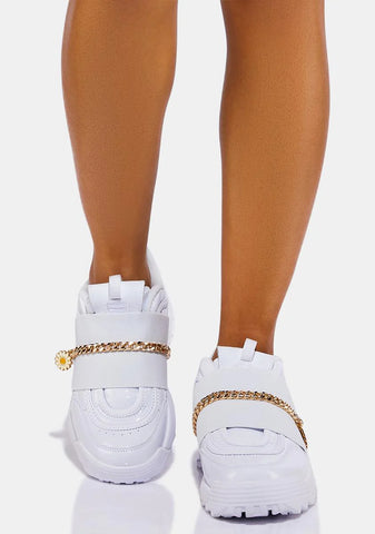 White Disruptor II Metal Chain Sneakers