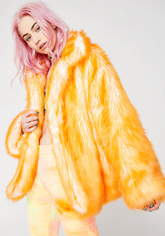 Tangerine Hip-Length Coat