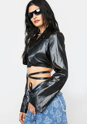 Noir Good Ish Vegan Leather Blazer