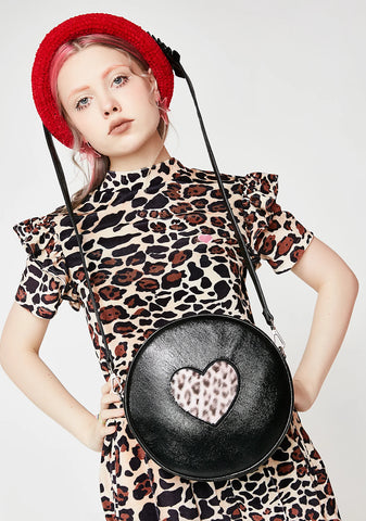 Pink Fur Heart Vinyl Bag