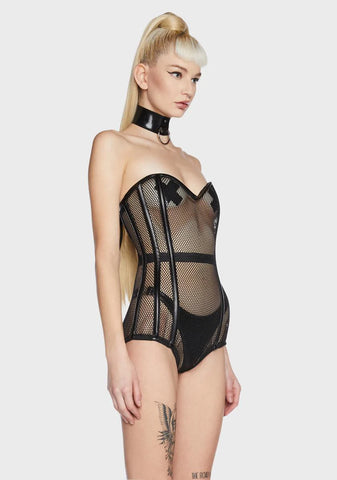 Top Drawer Fishnet Corseted Bodysuit