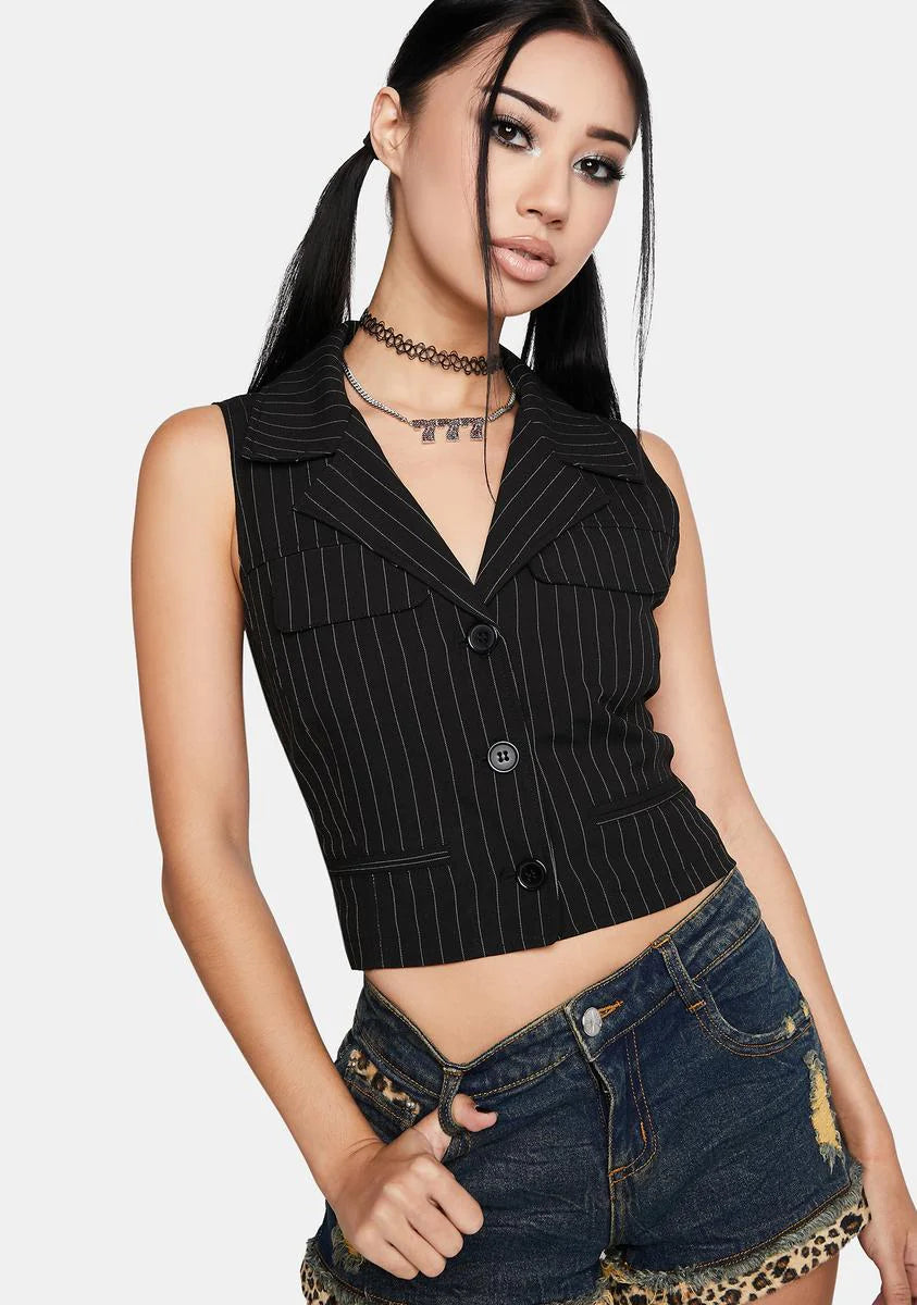 Dealer's Choice Pinstripe Vest Top
