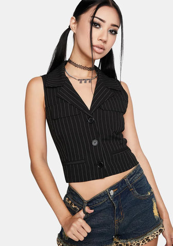 Dealer's Choice Pinstripe Vest Top