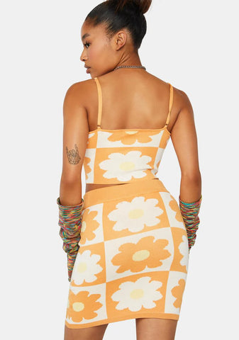 Tangy Lazy Daisy Skirt Set