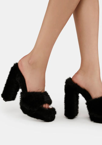 Coconut Faux Fur Heels