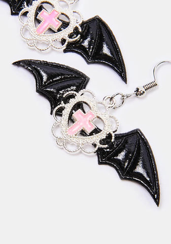 Dark Looking Daggers Bat Earrings