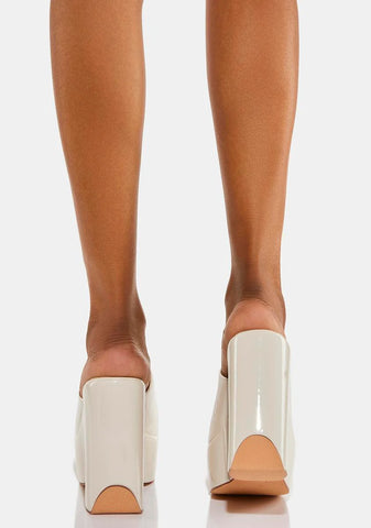 White Rolo Wedge Heels