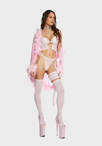 Pink Barbaric Mesh Thong With Garter