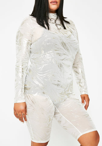 Lightening Silver Blaze Metallic Catsuit