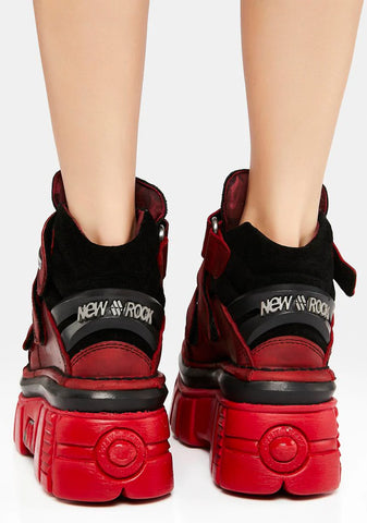 Red Leather M-285-C60 Ankle Boots