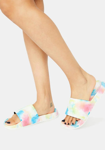 Candy Cloudless Sky Tie Dye Slides