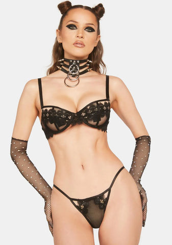 Cora Black Mesh & Trim Cut Out Brief