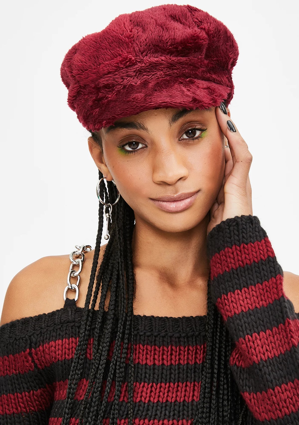 Wine Plush Love Faux Fur Hat