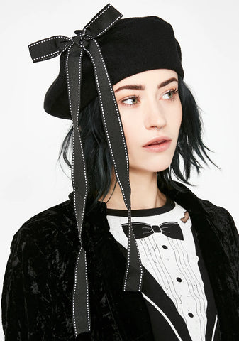 Midnight Honor Bound Bow Beret