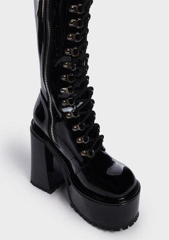 Midnight Electric Veins Thigh High Boots