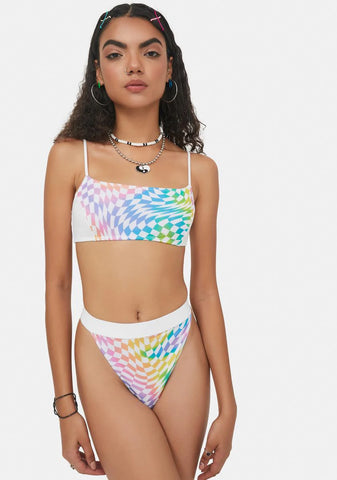 Surreal Life Checkered Bikini Set