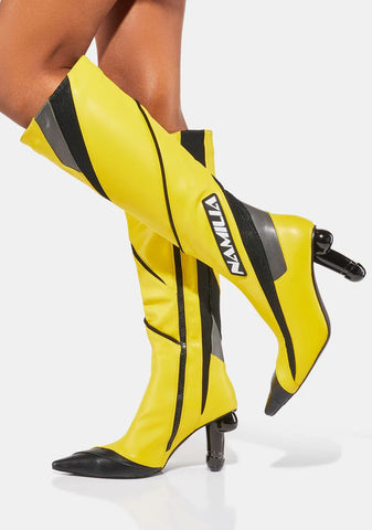 Yellow Dick Heel Motocross Boots