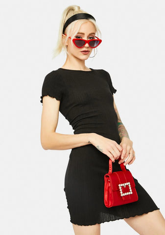 Time Well Spent Lettuce Trim Short Sleeve Mini Dress