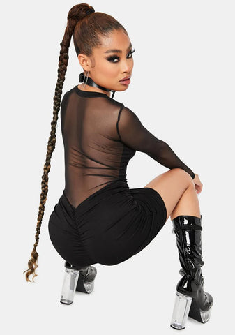 Just For Show Sheer Back Mini Dress