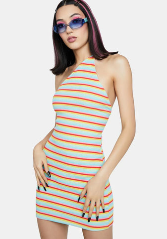 Rainbow Stripe Mini Dress