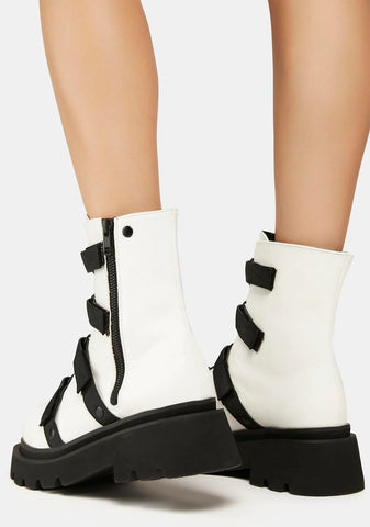 White Renegade-50 Heart Combat Boots