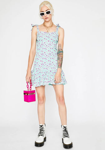 Aqua Summer Bloom Floral Dress