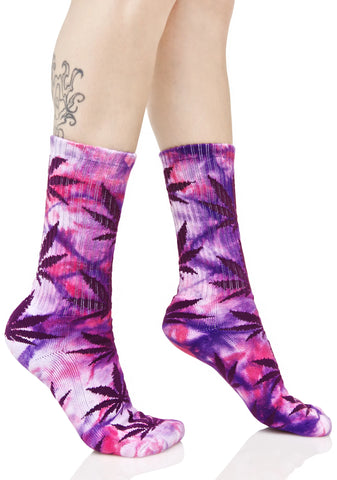 Purple Swag Tie Dye Plantlife Crew Sock