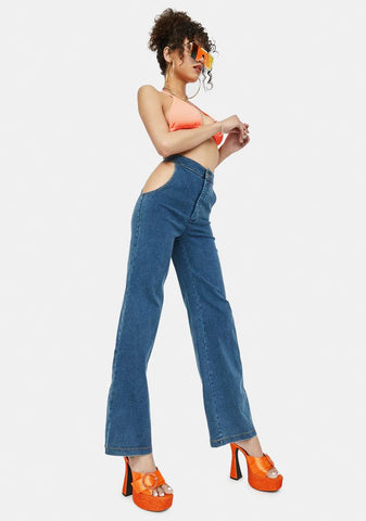Indigo No Sneak Peeks Cutout Denim Jeans