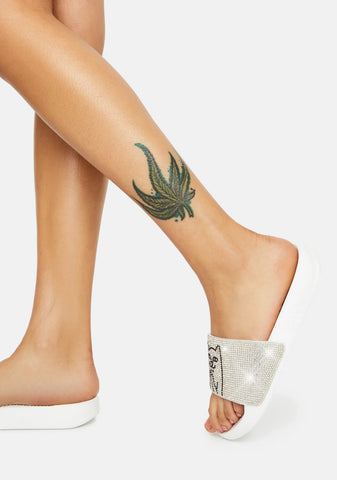 White Rhinestone Lord Nermal Slides