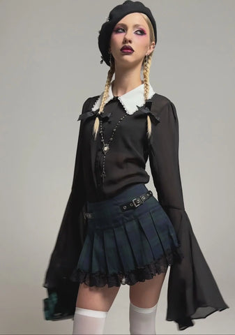 Dropping Ink Sheer Blouse