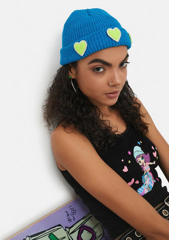 Aqua Flower Peacemaker Beanie