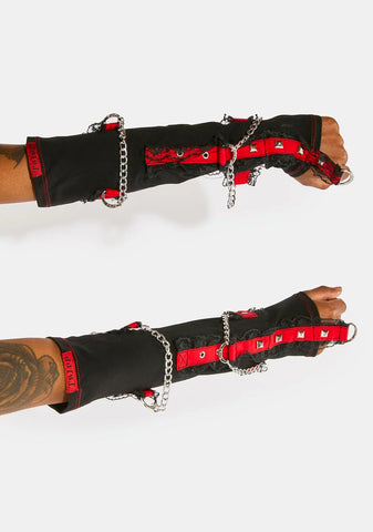 Red Lace Arm Warmers