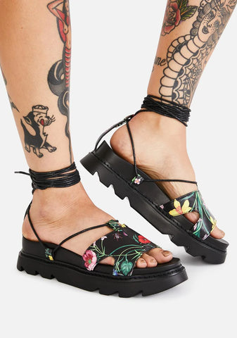 Wicked Throwing Nightshade Lace Up Sandals