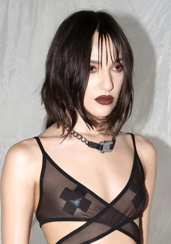 Synth Chain Necklace With Silver Buckle