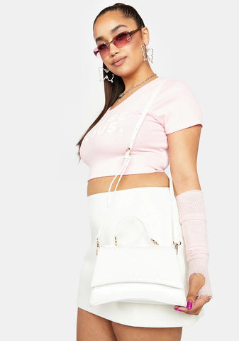 Remmy White Croc Handbag