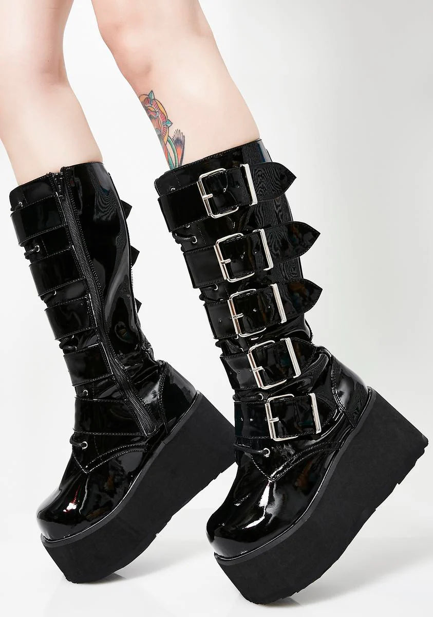 Trashville-518 Unisex Platform Knee High Boots