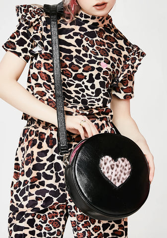 Pink Fur Heart Vinyl Bag