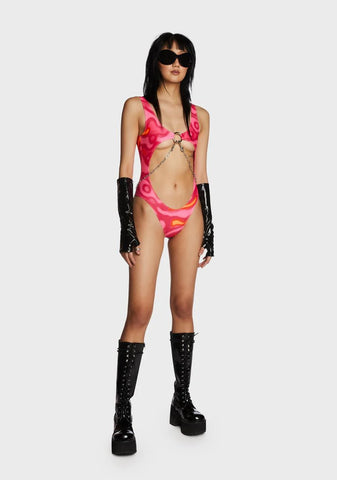 Pink Lava Cut Out Bodysuit