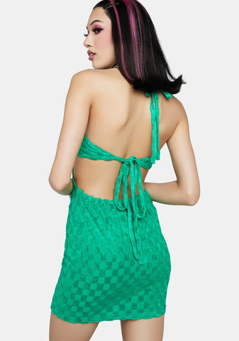 Green Checkered Mini Dress