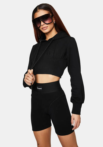 The Black Cropped Hoodie