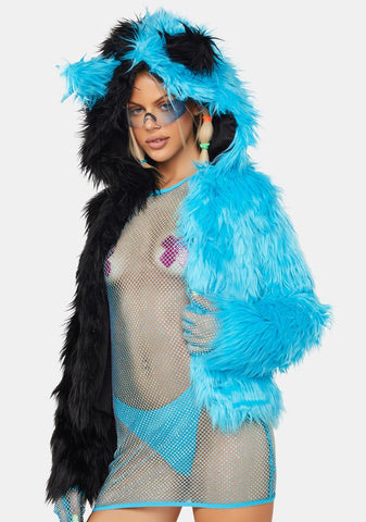 Aqua Balancing Act Faux Fur Jacket