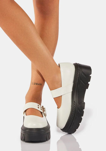 White Veritas Platform Mary Janes