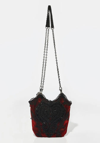 Love Embroidered Heart Crossbody Bag