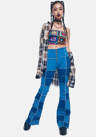 Not So Clueless Crochet Print Top