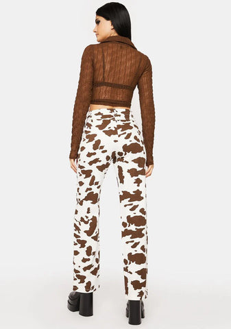 Lift Your Mood Cow Print Jeans